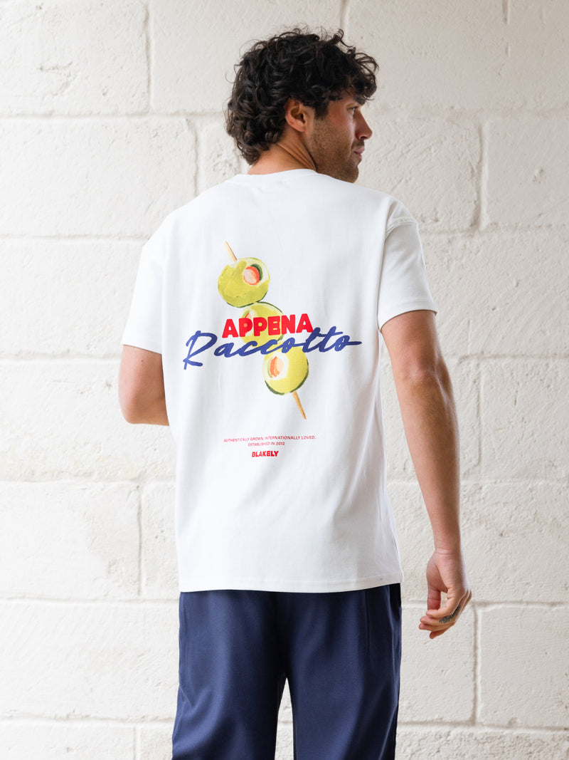 Olive Print Relaxed T-Shirt - Wit