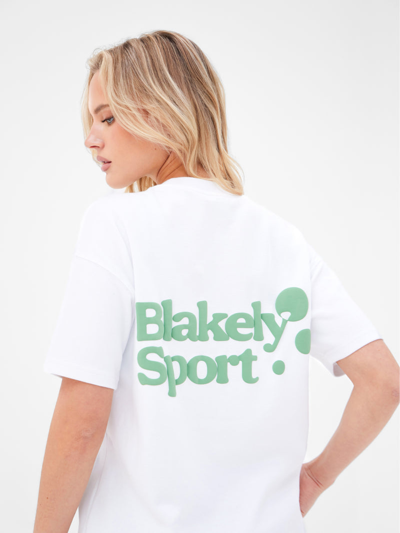 Motion Oversized T-Shirt - White & Pale Green
