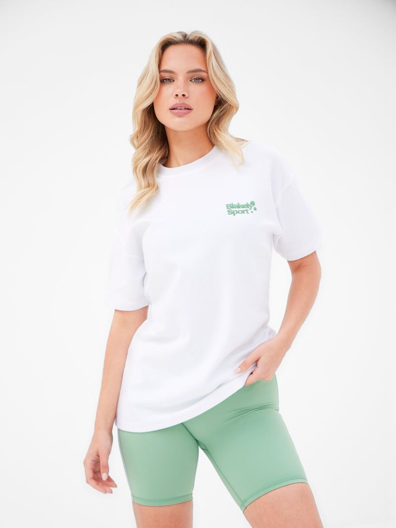 Motion Oversized T-Shirt - White & Pale Green