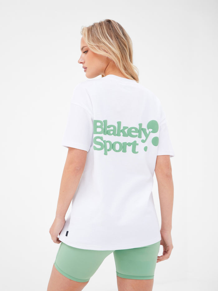 Motion Oversized T-Shirt - Weiß & Hellgrün