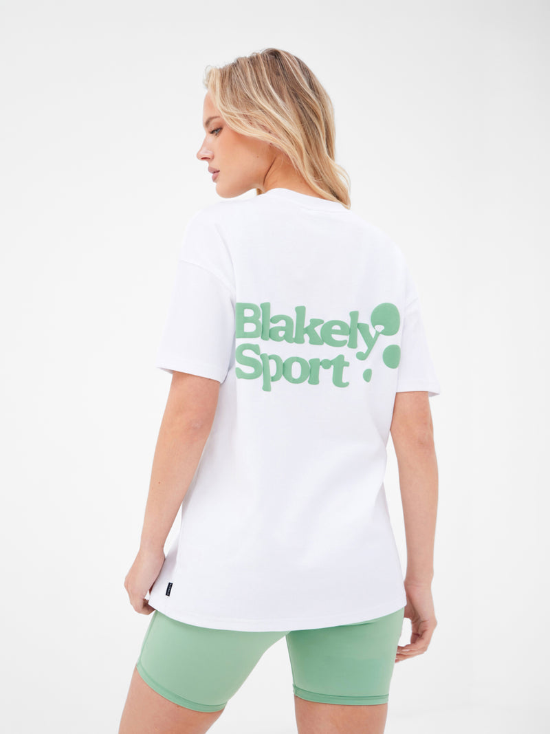 Motion Oversized T-Shirt - White & Pale Green