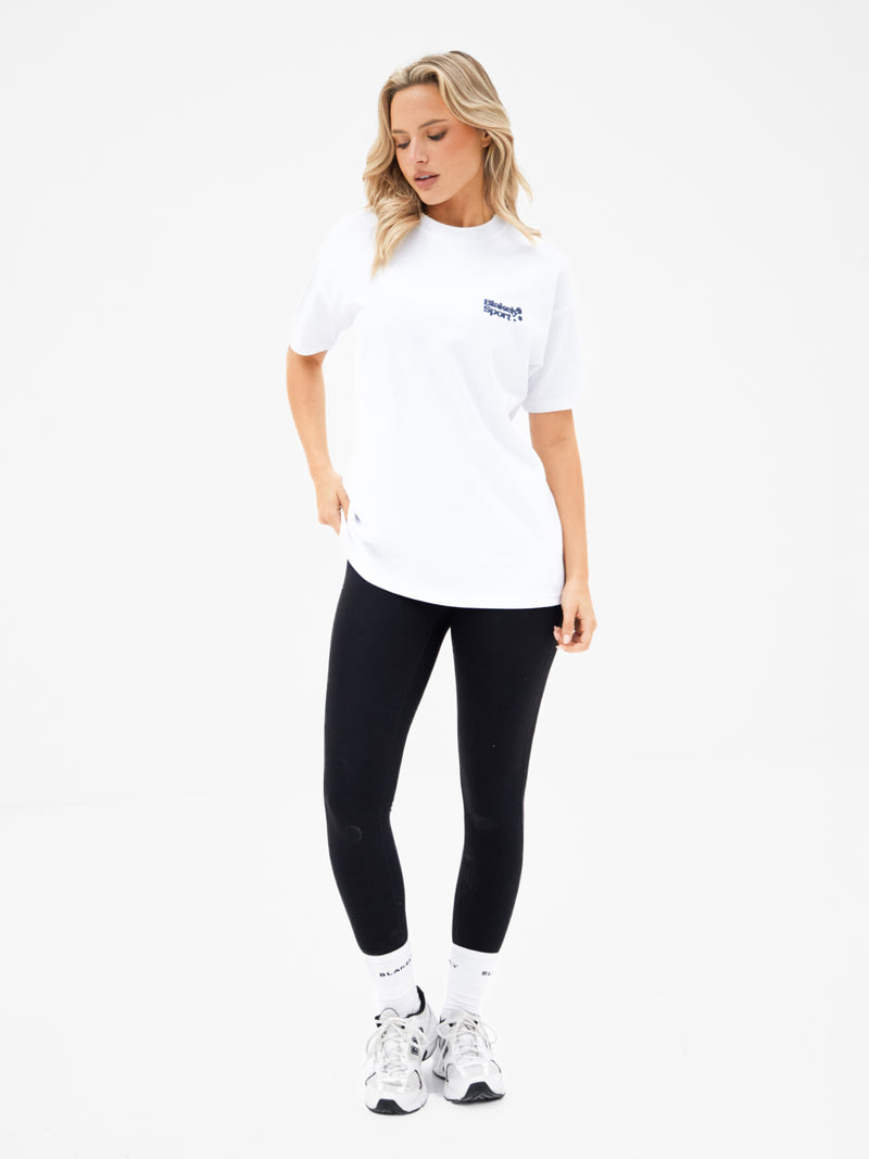 Motion Oversized T-Shirt - Weiß & Marineblau