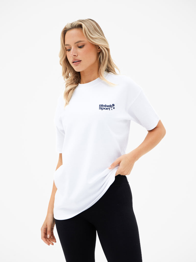 Motion Oversized T-Shirt - Weiß & Marineblau