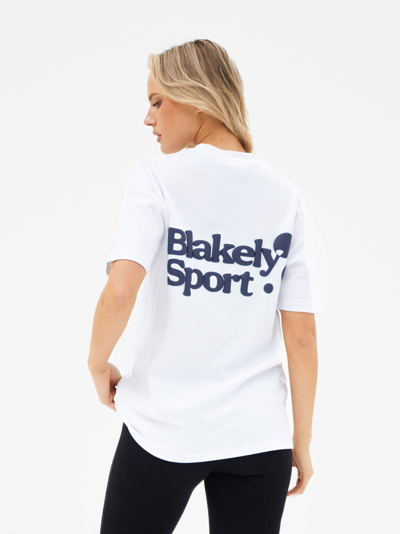 Motion Oversized T-Shirt - Weiß & Marineblau