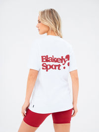 Motion Oversized T-Shirt - Weiß & Kirschrot