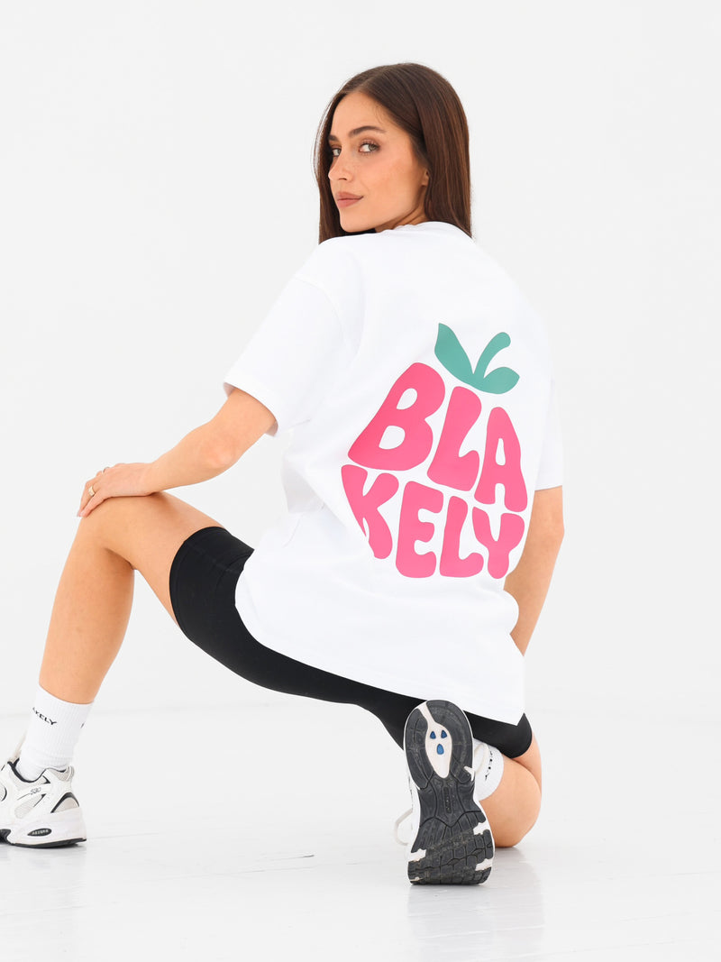 Raspberry Bubble Print Oversized T-Shirt - Weiß