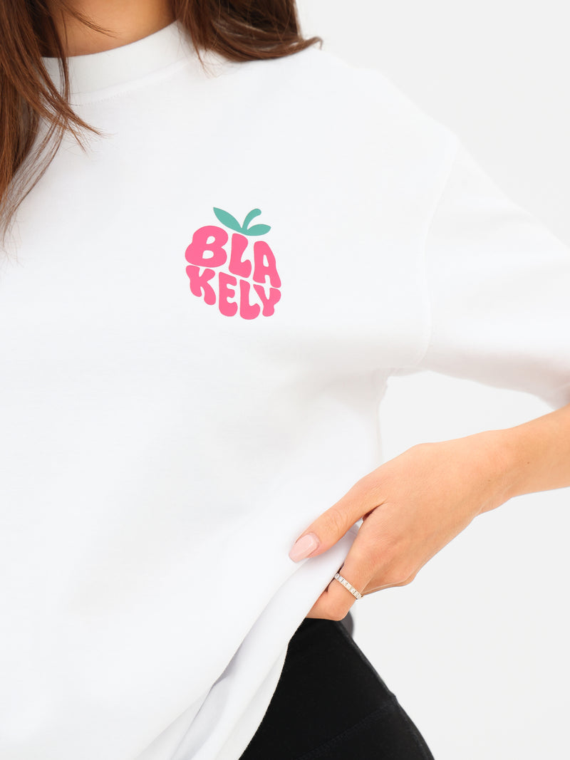 Raspberry Bubble Print Oversized T-Shirt - Weiß