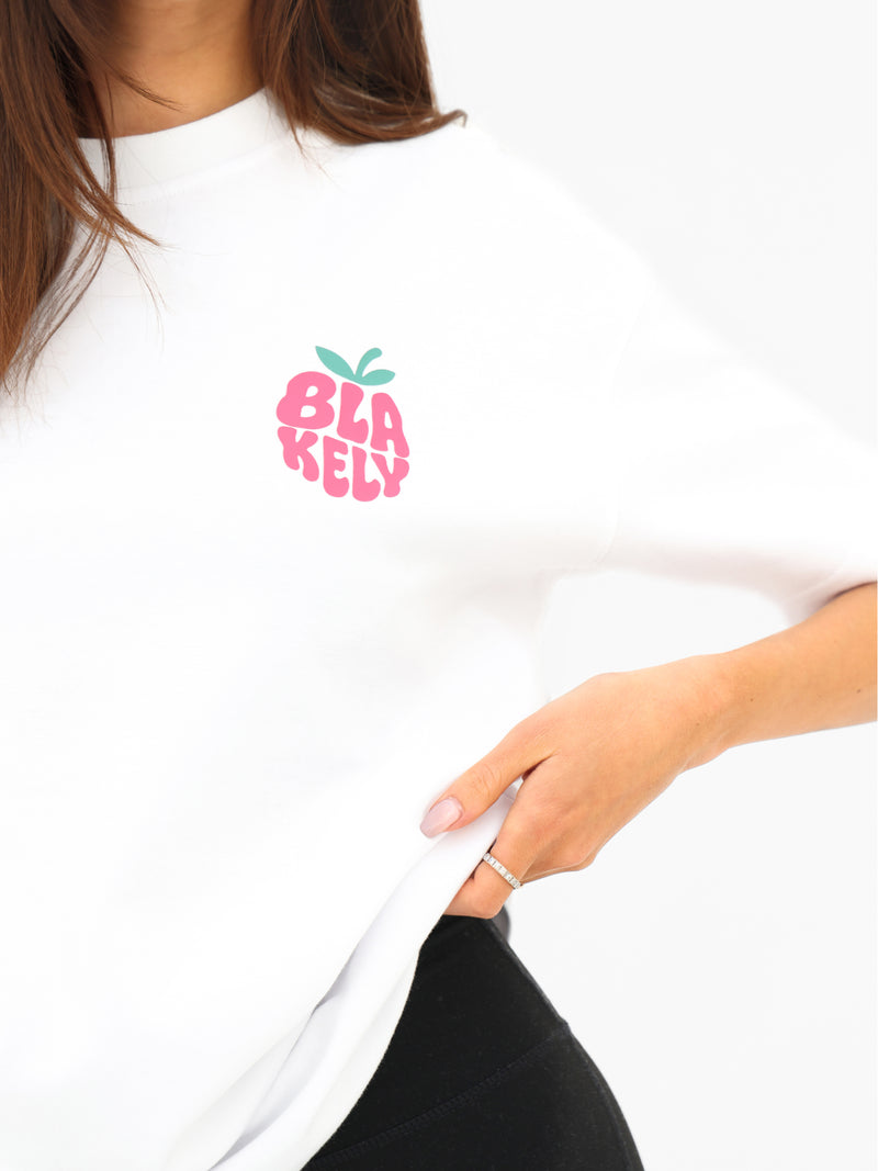Raspberry Bubble Print Oversized T-Shirt - White