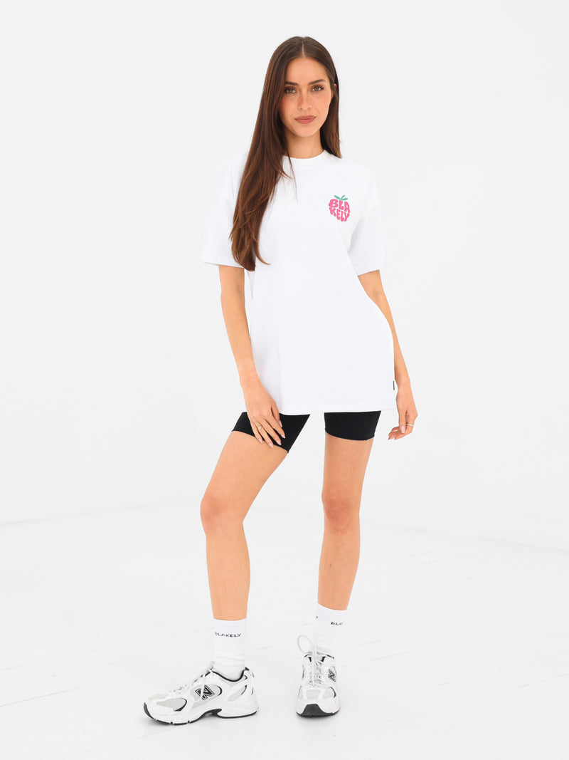 Raspberry Bubble Print Oversized T-Shirt - Weiß