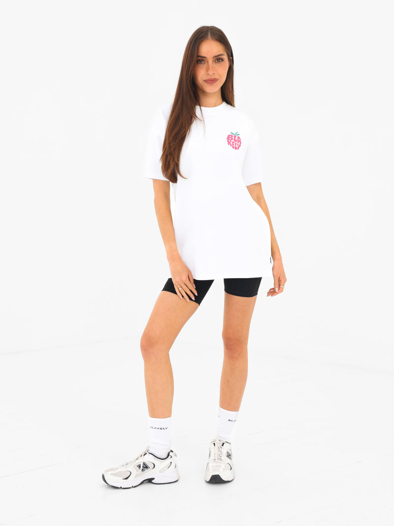 Raspberry Bubble Print Oversized T-Shirt - White