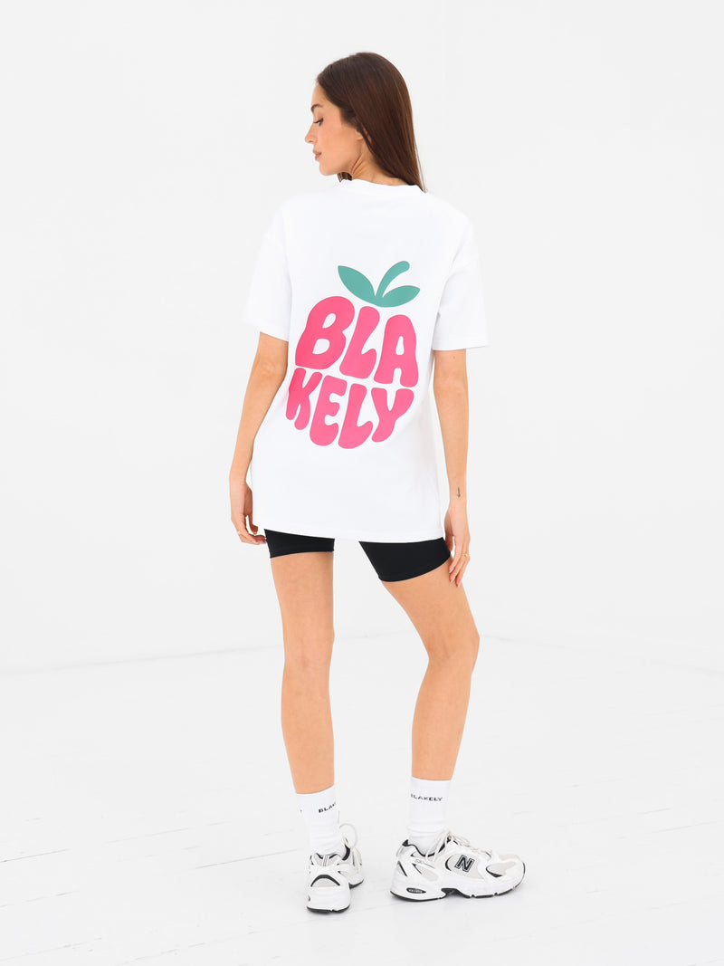 Raspberry Bubble Print Oversized T-Shirt - Weiß