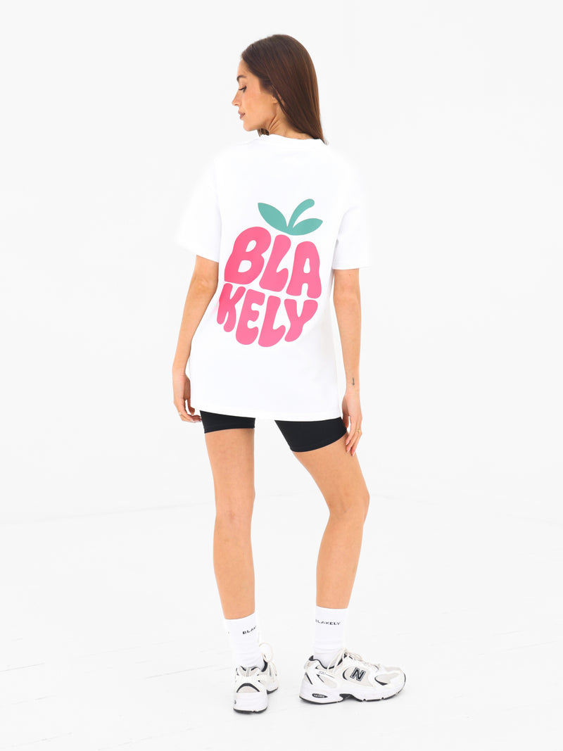 Raspberry Bubble Print Oversized T-Shirt - White