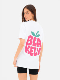 Raspberry Bubble Print Oversized T-Shirt - Weiß