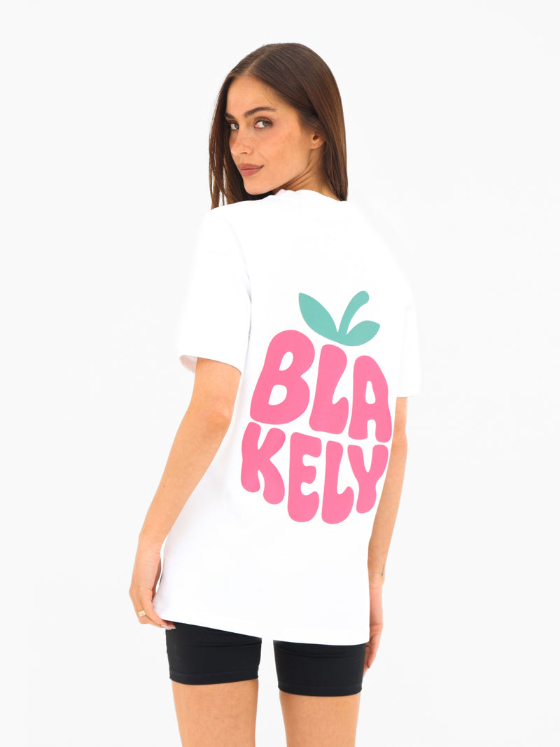 Raspberry Bubble Print Oversized T-Shirt - White