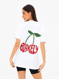 Cherry Bubble Print Oversized T-Shirt - White