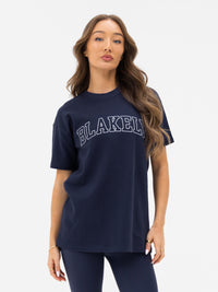 Outline Varsity Oversized T-Shirt - Echtes Marineblau