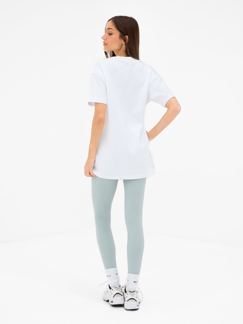 Outline Varsity Oversized T-Shirt - White & Mineral Blue