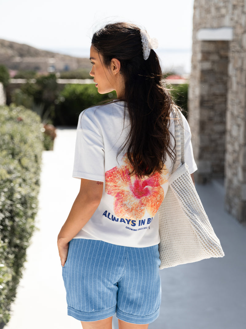 Lena Floral Print Oversized T-Shirt - Weiß