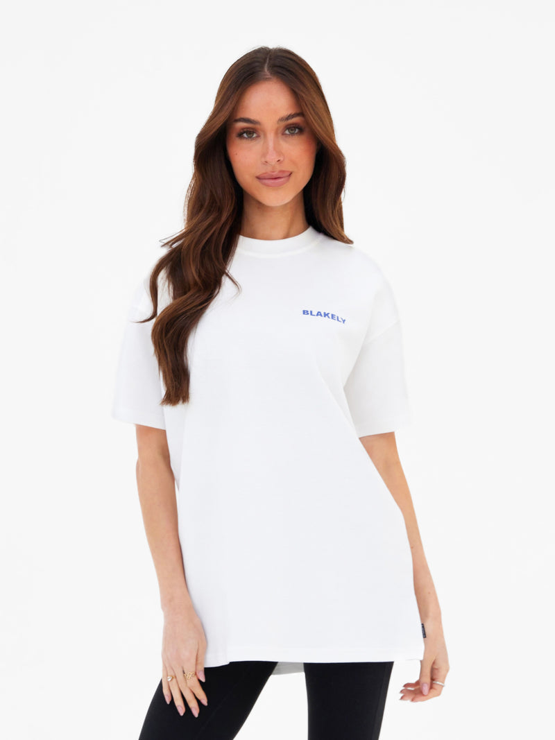 Lena Floral Print Oversized T-Shirt - Weiß