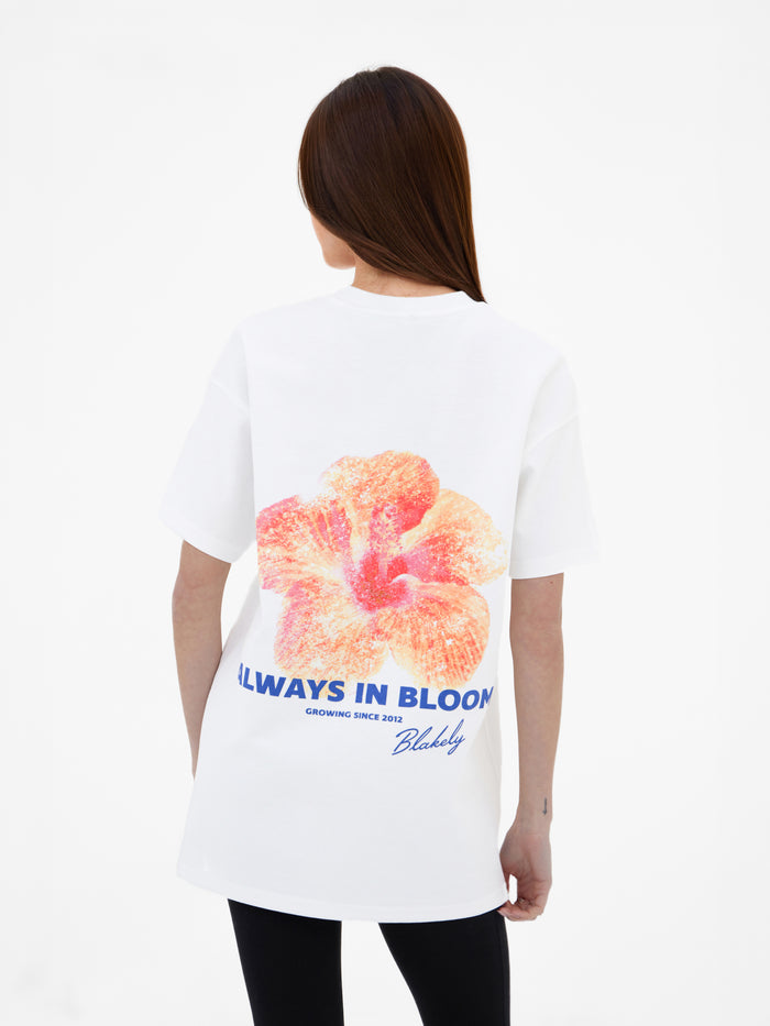 Lena Floral Print Oversized T-Shirt - Weiß