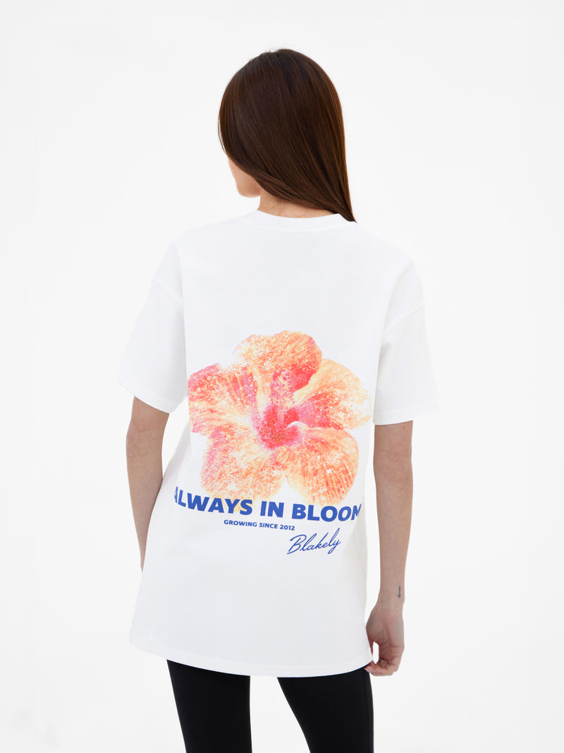 Lena Floral Print Oversized T-Shirt - Weiß