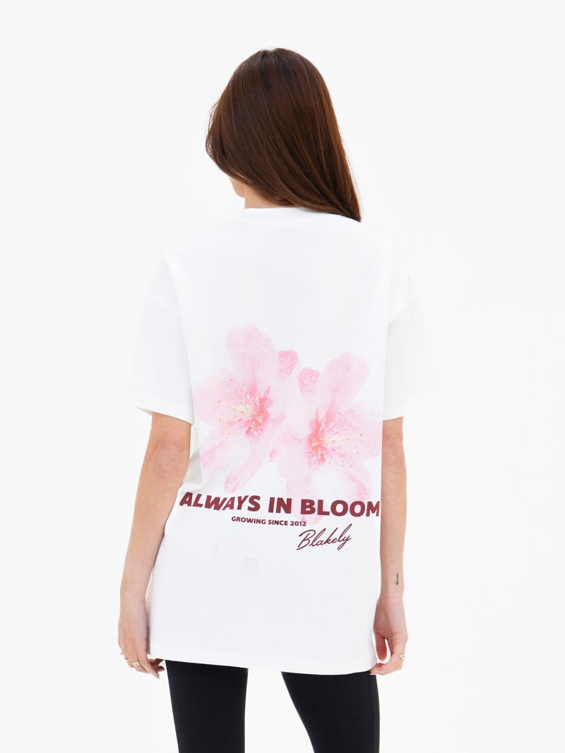 Etta Floral Print Oversized T-Shirt - Weiß
