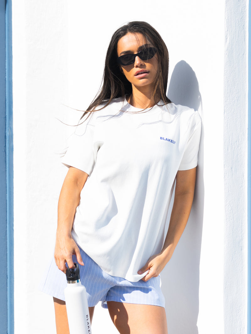 Nia Floral Print Oversized T-Shirt - Weiß