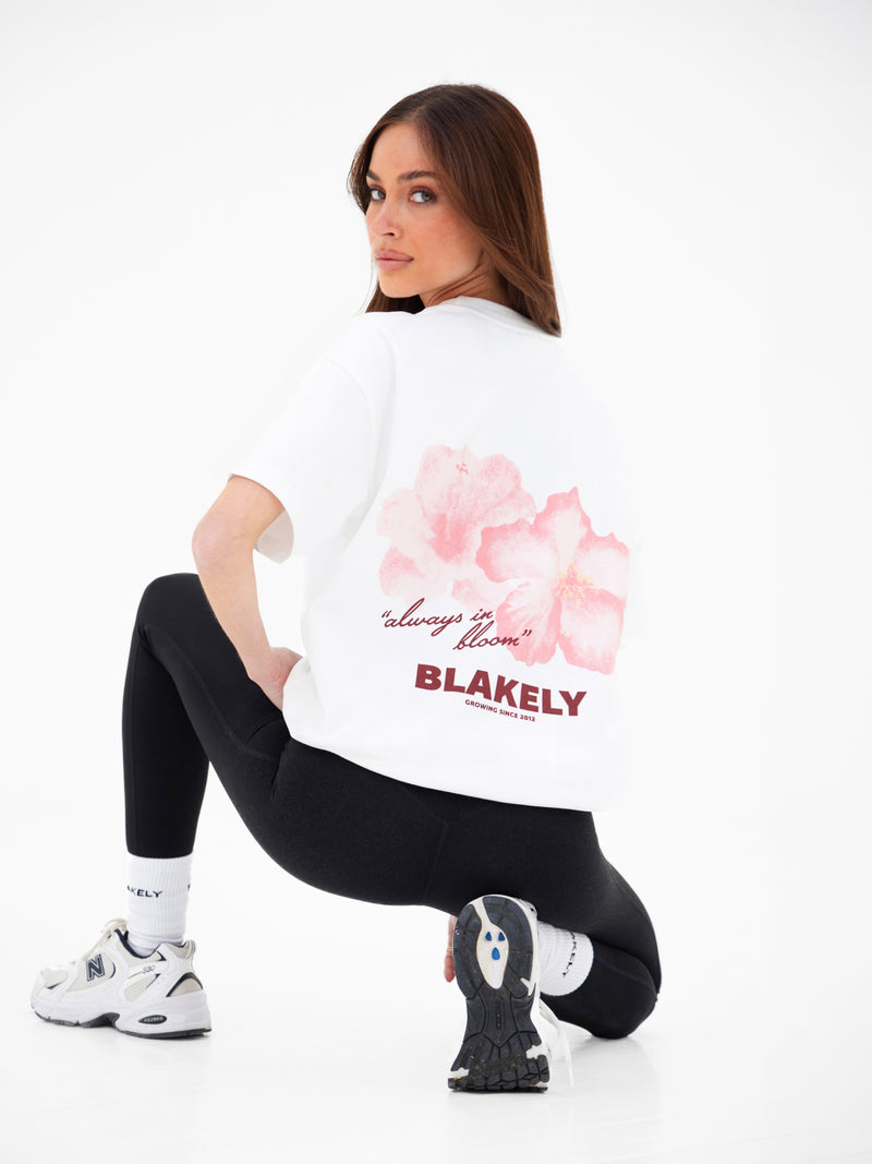 Anya Floral Print Oversized T-Shirt - Weiß