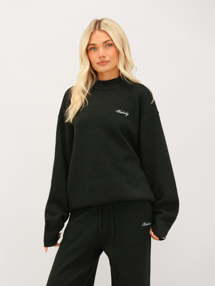 Oversized Knitted Jumper - Dunkelgrün