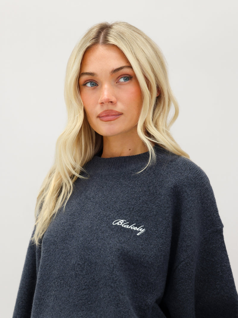 Oversized Knitted Jumper - True Navy