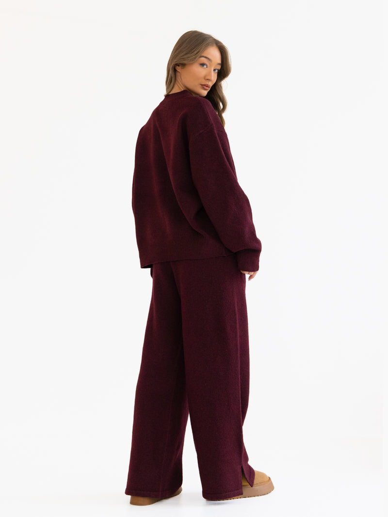 Oversized Knitted Jumper - Dunkle Kirsche