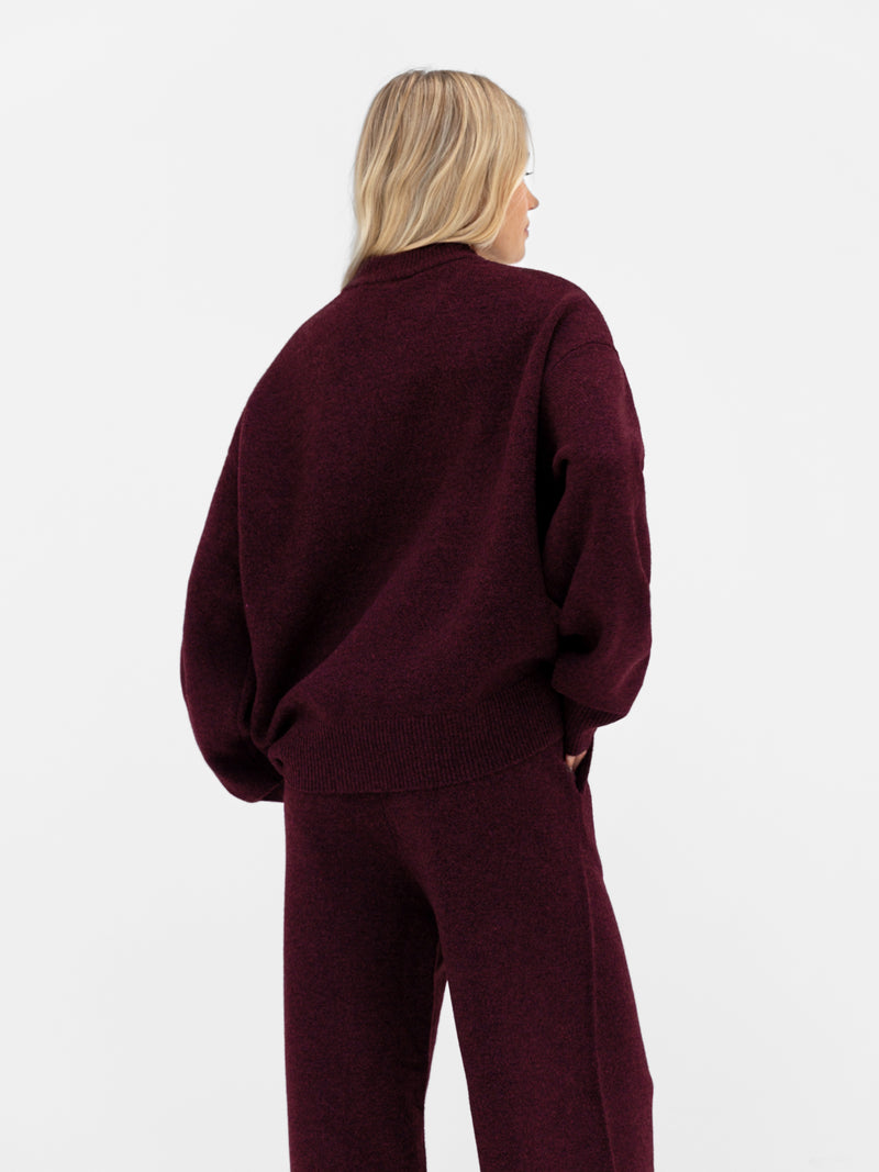 Oversized Knitted Jumper - Dunkle Kirsche