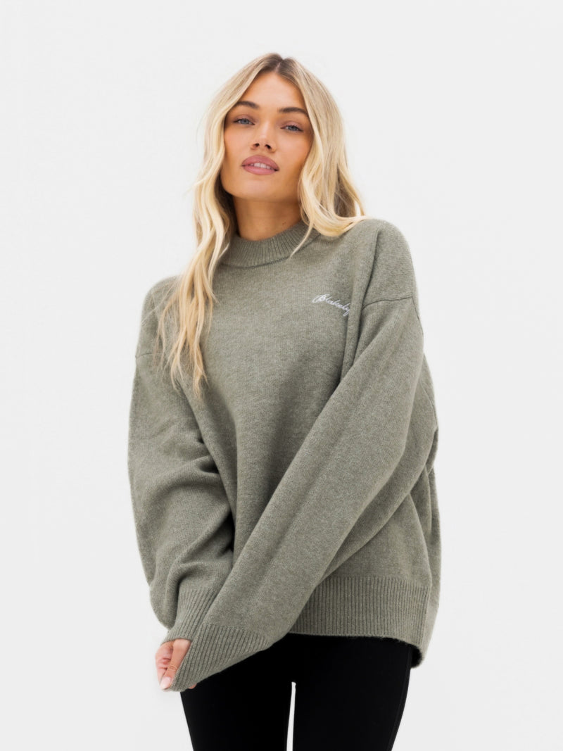 Oversized Knitted Jumper - Safarigrün