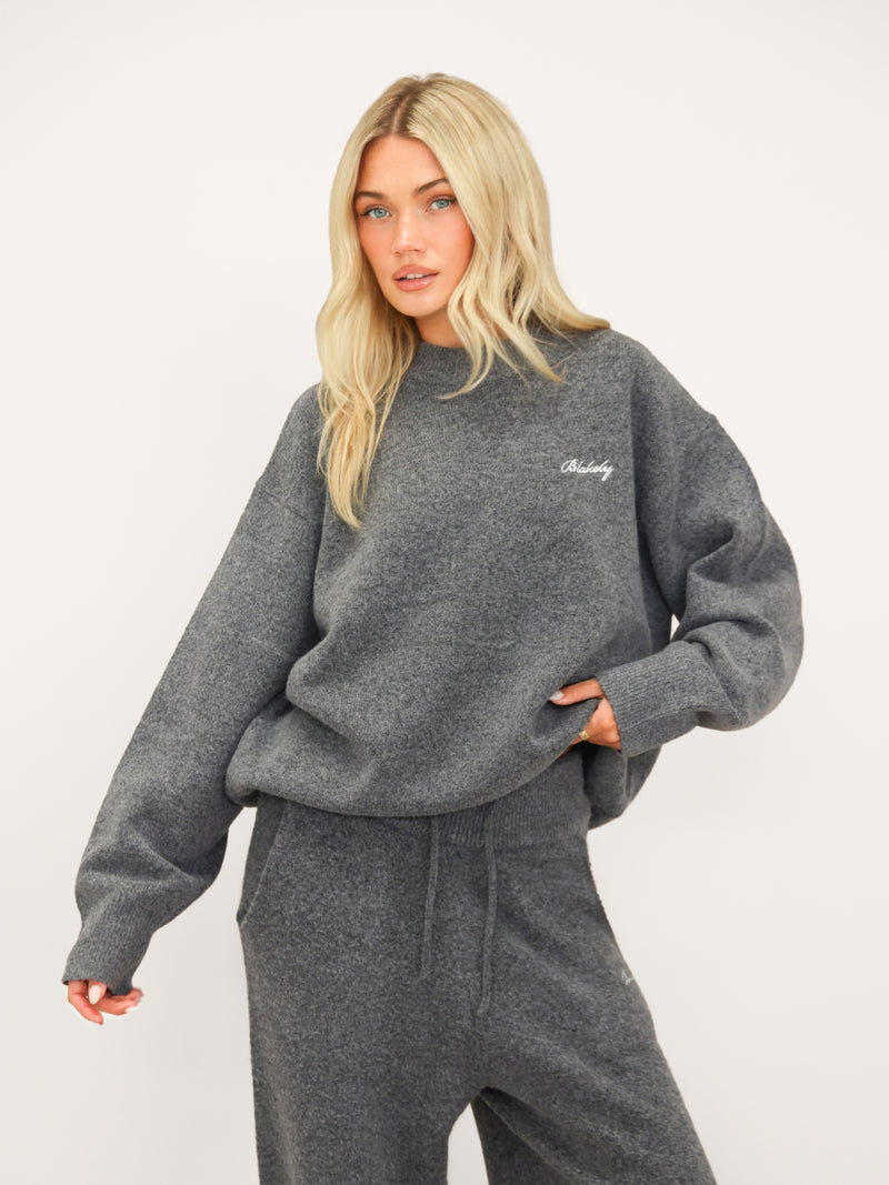 Oversized Knitted Jumper - Marl Charcoal