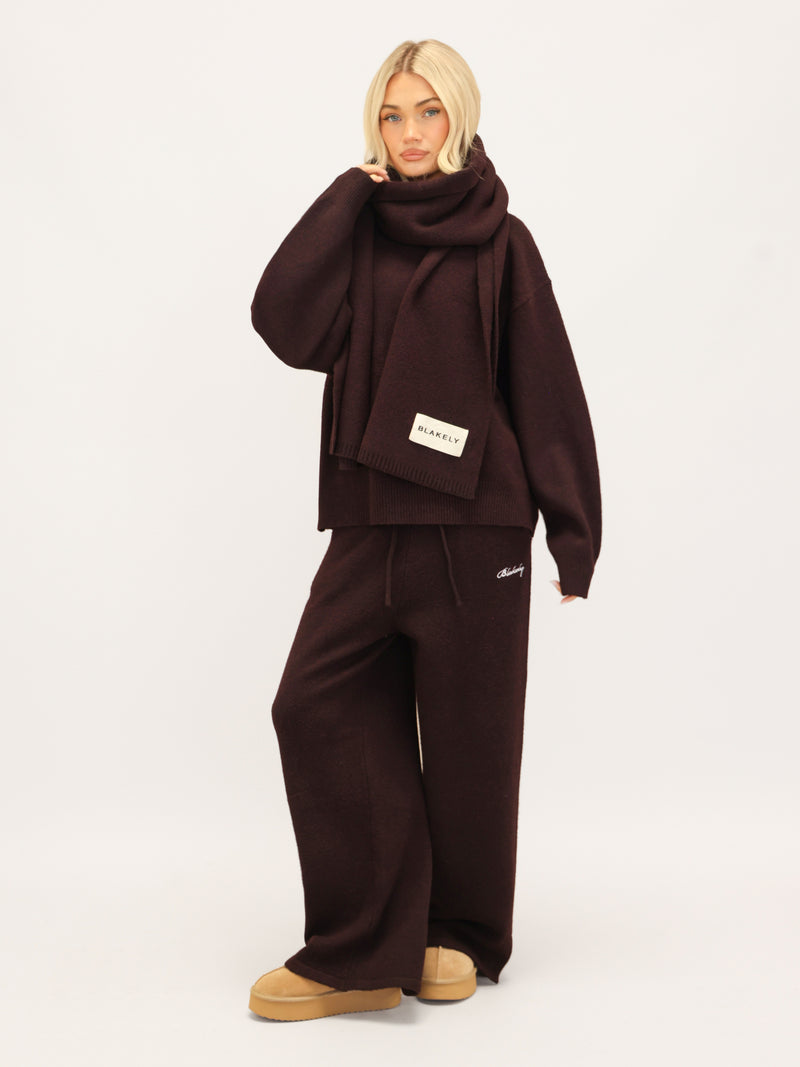 Oversized Knitted Jumper - Dunkle Maulbeere