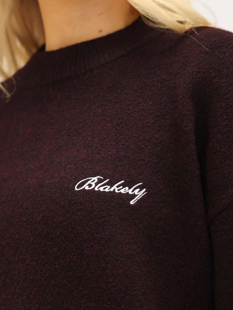 Oversized Knitted Jumper - Dunkle Maulbeere