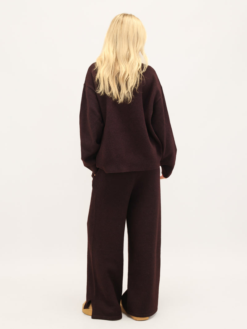 Oversized Knitted Jumper - Dunkle Maulbeere