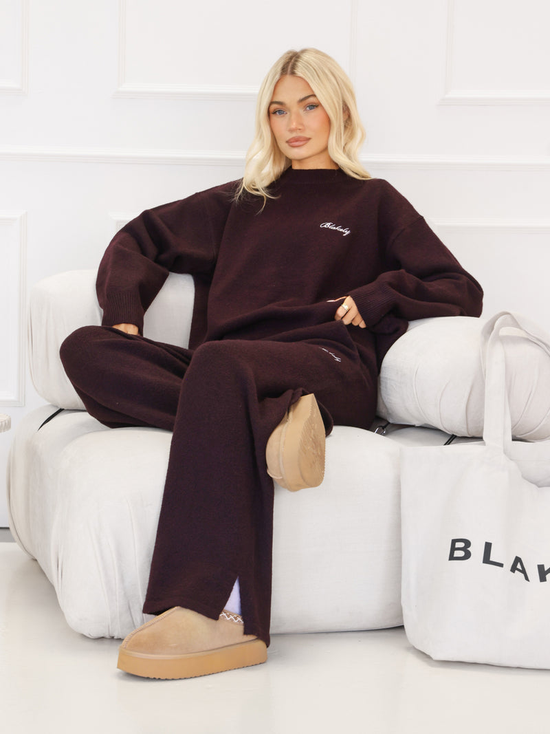 Oversized Knitted Jumper - Dunkle Maulbeere