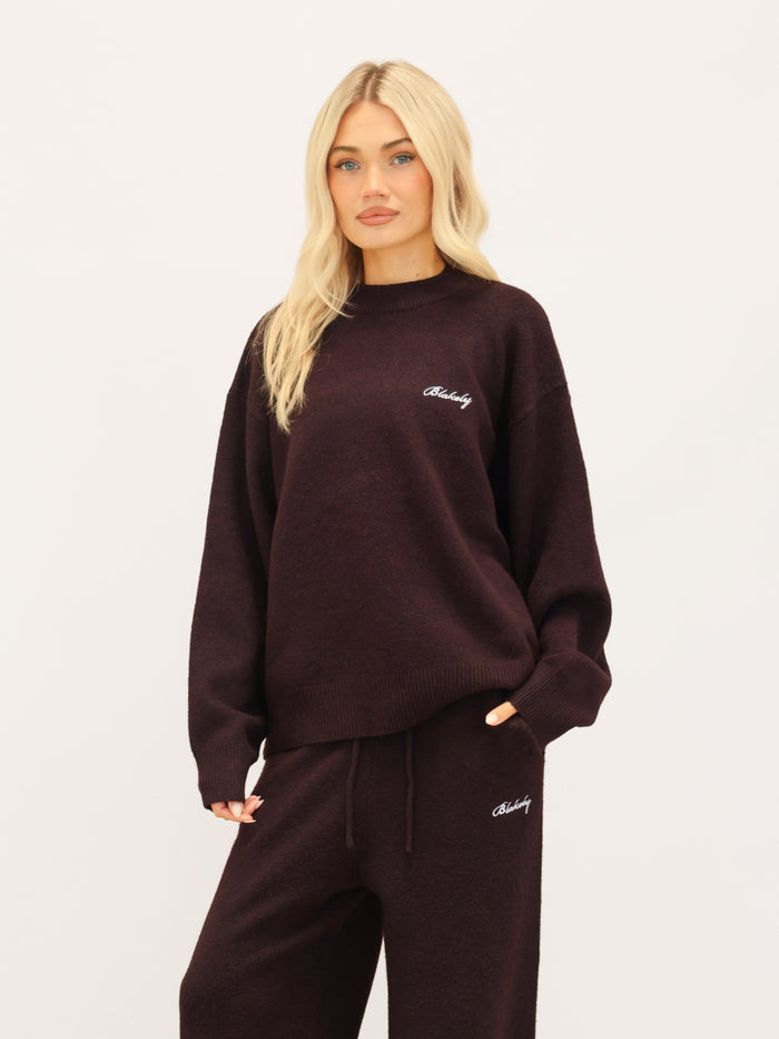Oversized Knitted Jumper - Dark Mulberry