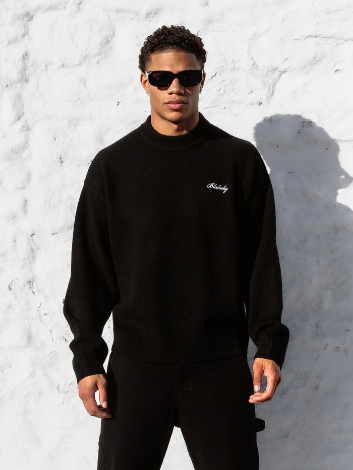 Relaxed Knitted Jumper - Black