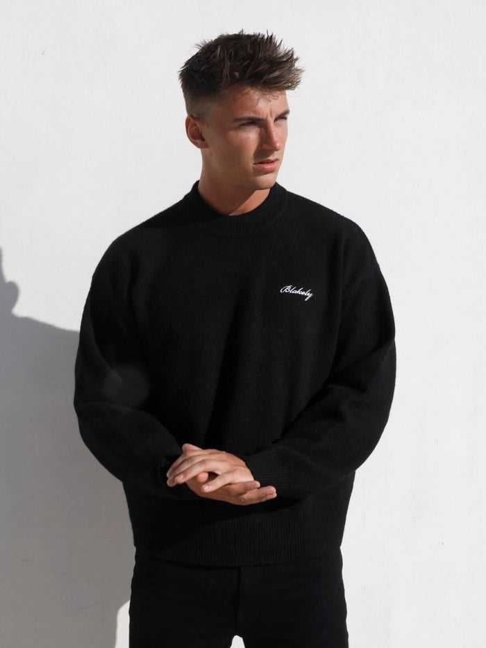 Relaxed Knitted Jumper - Black