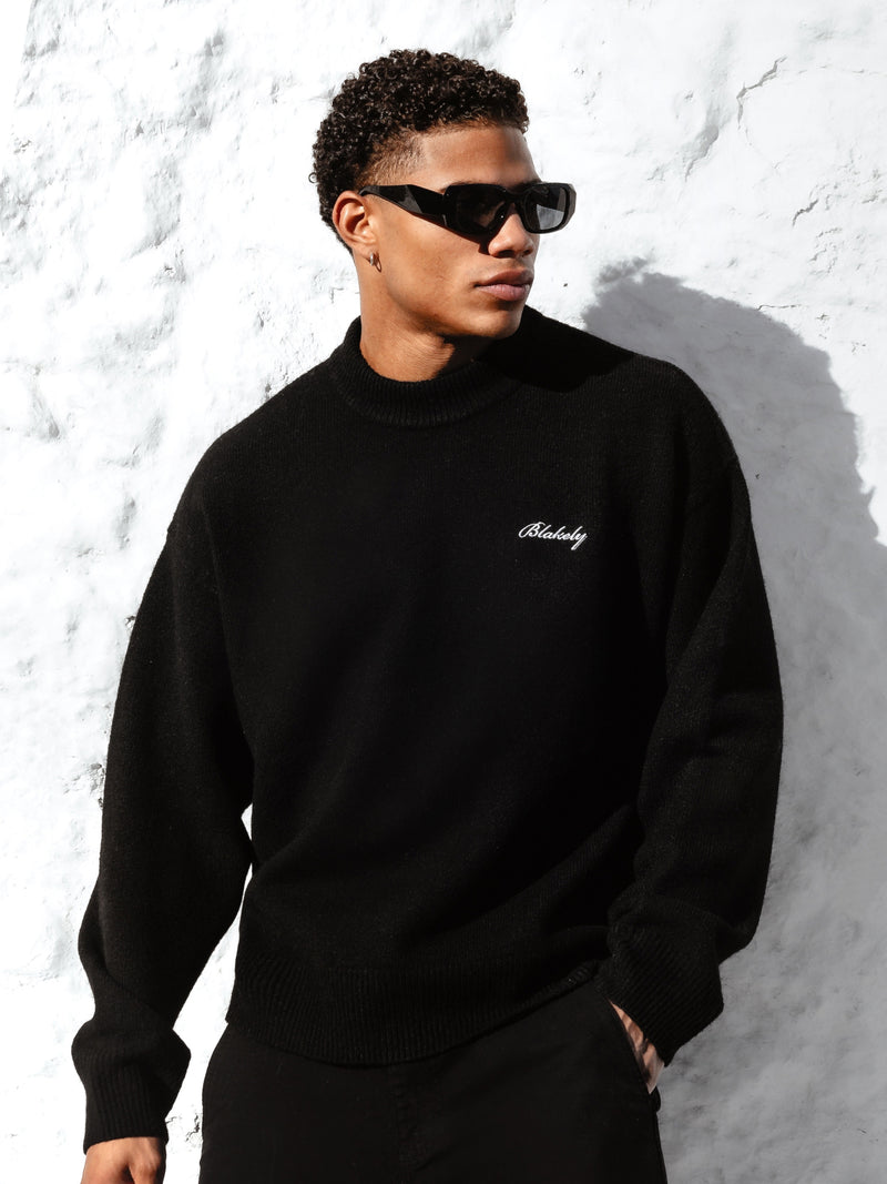 Relaxed Knitted Jumper - Black