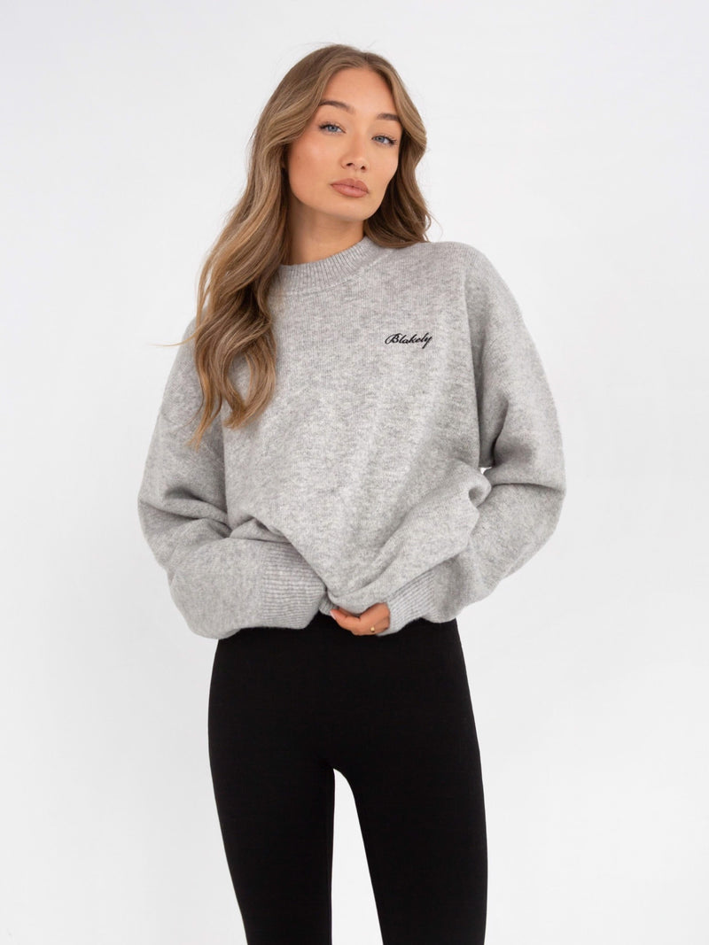 Oversized Knitted Jumper - Marl Grey