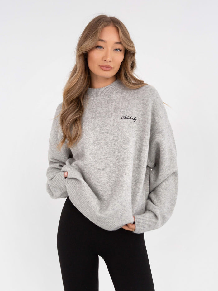 Oversized Knitted Jumper - Marl Grey