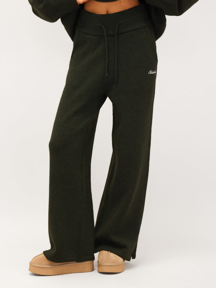 Knitted Wide Leg Sweatpants - Dunkelgrün