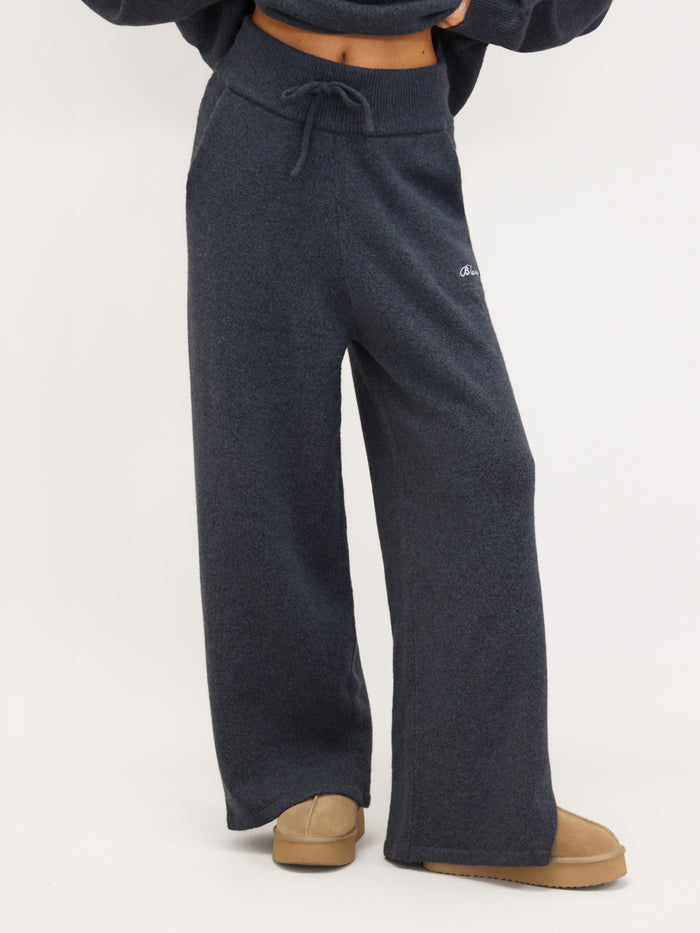 Knitted Wide Leg Sweatpants - Echte Marine