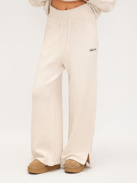 Knitted Wide Leg Sweatpants - Vanilla