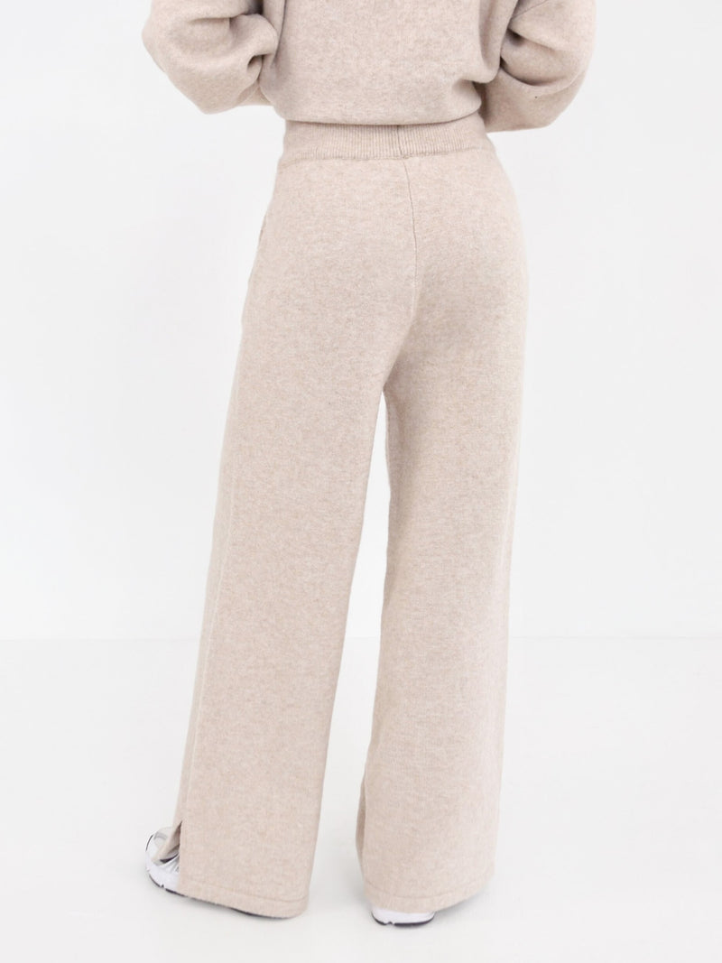 Knitted Wide Leg Sweatpants - Toasted Taupe