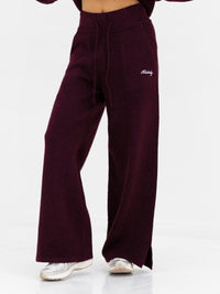 Knitted Wide Leg Sweatpants - Dunkle Kirsche