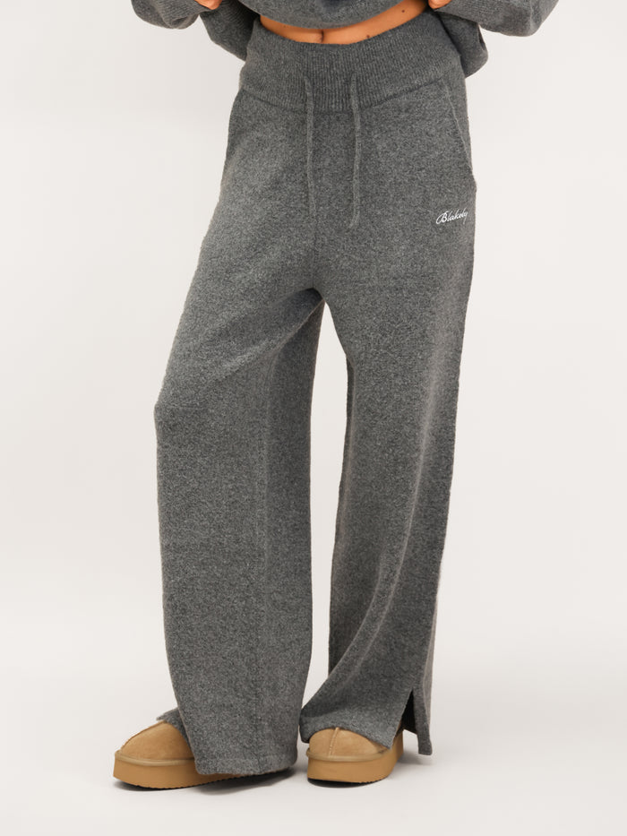 Knitted Wide Leg Sweatpants - Mergelkohle